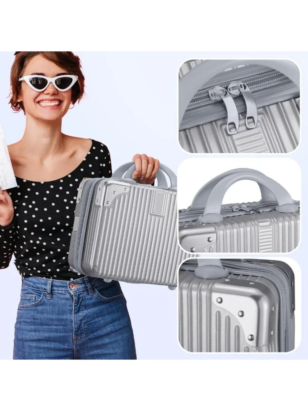 14-Inch Hard Shell Makeup Case - Mini Cosmetic Suitcase for Travel & Storage